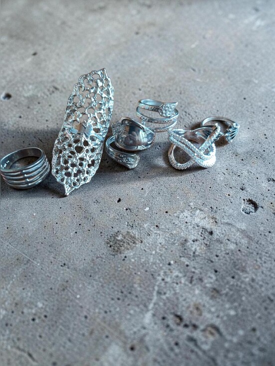 Jewelry - 6pc Silver Tone Fashion Mixed Ring Set